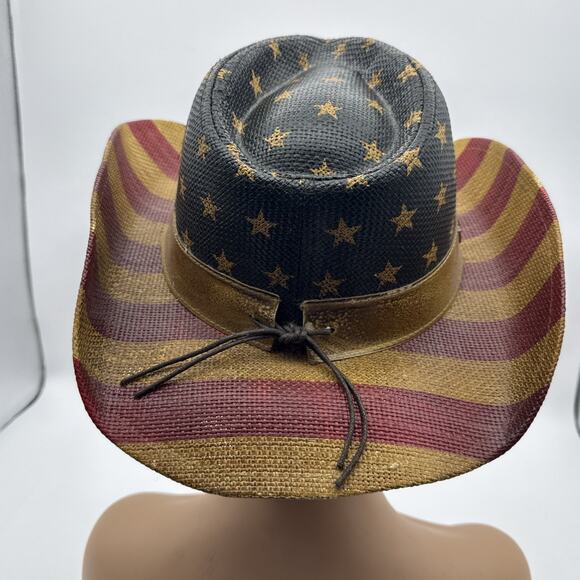 American Flag Cowboy Hat for Men or Women ~ Western Paper Straw ~ Vamuss - Picture 6 of 16